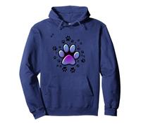 Cat Paw Pattern Cute Purple Blue - cats kitten pets paws Pullover Hoodie