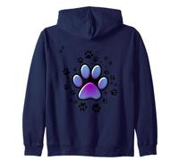 Cat Paw Pattern Cute Purple Blue - cats kitten pets paws Zip Hoodie