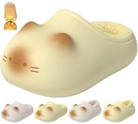 Cat Paw Print Shoe, 3D Fluffy EVA Cat Paw Slippers, Womens Cozy Warm Cute Funny Winter Non-Slip House Shoes (yellow, UK 5)