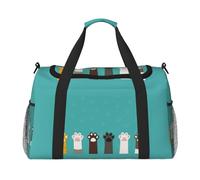 cat paw Print Stylish Foldable Carry On Tote with Waterproof Zipper for Weekend Getaways Bag