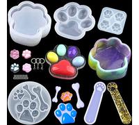 Cat Paw Resin Storage Box Mold Silicone 4pack Paw Print Keychain Bookmark Mold, Dog Bear Paw Epoxy Mold Silicone, DIY Storage Container Paw Resin Casting Molds with Lid