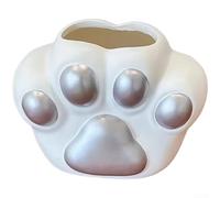 Cat Paw Shaped Flower Pot, 15.5 x 9.3 x 11.5 cm, Modern Art Decorative Vase, Organic Resin Desktop, Compact Home & Office Decor(Silver)