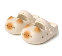 Cat Paw Slippers, 3D Ears & Tail, Thick EVA Cloud Cushion Sole, Breathable Closed-Toe Clogs with Arch Support, Adjustable Strap 2-in-1 Sandals for Indoor & Outdoor
