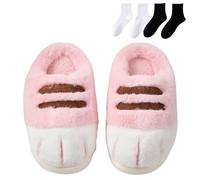Cat Paw Slippers for Women, Women's Cute Cat Paw Cozy Shoes, Fuzzy House Animal Claw Design Slippers (Pink(Half Heel), US, Adult, Women, 7, Numeric Range, UK Footwear Size System, 8, Medium)