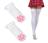 Cat Paw Socks for Women Cute Thigh High Socks Soft 3D Cat Sock Toe Beans Knee High Sock, Cute Over Knee Socks for Women, Thigh High Sock with 3D Paws for Daily Wear for Halloween Christmas Cosplay