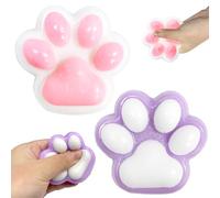 Cat Paw Squishy, 2 Piece Squishy Toy, Cute Squeeze Animals Fidget Toy, Kawaii Stress Squeeze Paw, for Children and Adults Birthday Party Gifts (Purple and White)