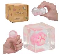 Cat Paw Squishy，Clear Cat Paw Fidget Toy,Cat Paw Squeeze Toys, Paw Squishy，Soft & Durable Squeeze Figure with Soothing Touch, Cute Stress-Relief Desk Gift, 1.37in Mini Hand Toy(Pink)