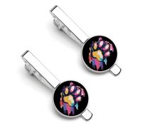 Cat Pawprint Paw LGBT Pride Month 2 Pcs Tie Clips for Men Tie Bar Tie Pins for Regular Ties Wedding Business