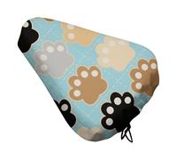 Cat Pawprints Bike Seat Cover Waterproof Oxford Fabric, Universal Adjustable Bicycle Saddle Cover with Drawstring Easy Install Protective Rain Dust Covers for Women Men