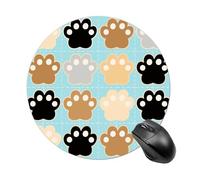 Cat Pawprints Mouse Pad Round Mouse Mat Leather Non-Slip Rubber Base Mousepad Waterproof Computer Mouses Pad for Laptop Wireless Mouses Keyboard Home Office
