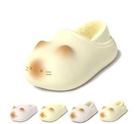 Cat Paws Footprints Fluffy Fleece Height Increase Slippers, Warm Non-Slip Fluffy Slippers, Cute Animal Home Shoes for Indoor Outdoor (4,Yellow A)