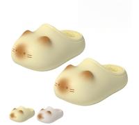 Cat Paws Footprints Fluffy Plush Fleece Height Increase Slippers, Cat Paw Slippers, Soft Warm Cozy for Women (Yellow,9)