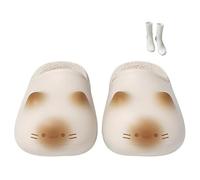 Cat Paws Footprints Fluffy Plush Fleece Height Increase Slippers, Cat Paw Slippers, Soft Warm Cozy To The Touch for Winter (White,9-10)