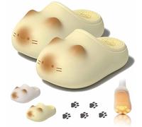 Cat Paws Footprints Fluffy Plush Fleece Height Increase Slippers,Couple Cat Paw Slippers with Paw Prints on the Soles,Cute Animal Ultra-Thick Slipper Home Shoes,Winter Girls Gift Idea (B 42/43)