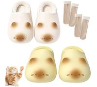 Cat Paws Footprints Fluffy Plush Fleece Height Increase Slippers, Cute Animal Ultra-Thick Slipper Home Shoes, Cloud-Like Cat Paw Slippers for Women Indoor, Cute Waterproof Non-slip (6.5,Mix)