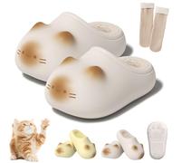 Cat Paws Footprints Fluffy Plush Fleece Height Increase Slippers, Cute Animal Ultra-Thick Slipper Home Shoes, Cloud-Like Cat Paw Slippers for Women Indoor, Cute Waterproof Non-slip (Beige,6.5)