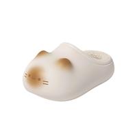 Cat Paws Footprints Fluffy Plush Fleece Height Increase Slippers, for Winter Girls Gift Idea, Cute Animal Home Shoes (White,6)