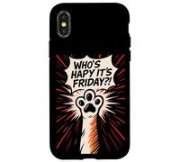 Cat Paws Friday Humor Cute Comic Happy-Friday Case for iPhone X/XS