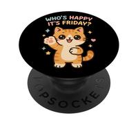 Cat Paws Friday Humor Cute Kawaii Happy-Friday PopSockets Adhesive PopGrip