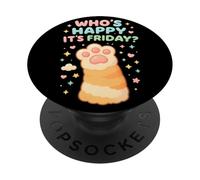 Cat Paws Friday Humor Cute Kawaii Happy-Friday PopSockets Adhesive PopGrip