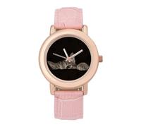 Cat Peaking Out from Below Women's PU Leather Band Quartz Watch | Elegant Watches