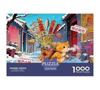 Cat Peddler Jigsaw Puzzles Puzzles for Adults Kids. 1000 Pieces Sugar Skewers Winter Alley Whimsical Challenge Toy Educational Game Home Decoration for Adults& Kids Age 14 Years Up 70x50cm/1000pcs
