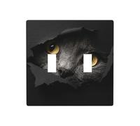 Cat Peeking Through A Hole Double Gang Toggle Light Cover Wall Plate Switch Decor Standard Size - 11.4x11.4cm