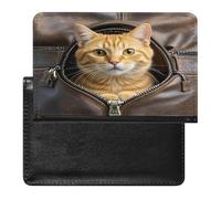 Cat Peeks Out of Zippered Leather Pocket Passport Holder Passport Cover Protector Essentials with Credit Card Slots for Women Men