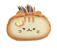 Cat Pencil Box Toast Design - Plush Pencil Case, Cartoon Holder Organizer