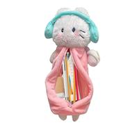Cat Pencil Pouch | Cute Plush Pen Box,Wearing Headphone Cat Design Pencil Bag with Zipper - for Kids Student School College Organization Travel Storage