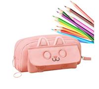 Cat Pencil Pouch - Embroidered Cat Pencil Bag Pencil Case,Stationery Box, Desk Organizer, Large Capacity Zippered Pencil Pouch for School