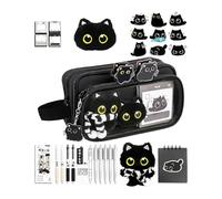 Cat Pencil Pouch | Removable Black Cat Storage Set - Pencil Case For | Pencil Case Has A Delicate Marker School Supplies Kids Teen Girls Boys Classroom Birthday Holiday