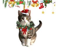 Cat Pendant, Acrylic 2D Cat Keepsake Cute Animal Decoration for Winter Festive Home Party Fireplace Family Friends