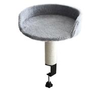 Cat Perch For Desk - Detachable Clamp On Bed, Soft Plush Kitty Hammock For Table, Stable Iron Frame Pet Nest For Kitten, Hanging Resting Seat Shelf Furniture For Indoor Home Bedroom Apartment