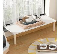 Cat Perch for Window Sill, Wooden Shelf, Waterproof Window Ledge Extender, Multi-purpose Design, Easy to Install, 39x8x32 Inches