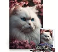 Cat Persian Pink Flowers for Adults 1000 Piece Puzzle Mind Wellness Leisure Pleasure Sharp Edges Unique Xmas Gift size 38x26cm