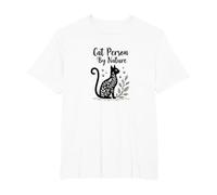 Cat Person by Nature: Whimsical Feline Art T-Shirt, Men's Big and Tall, White, 4X Tall