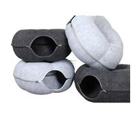 Cat pet bed, cat tunnel, warm donut, breathable house, four seasons universal detachable and washable felt(Shallow Grey round Socket,Large)