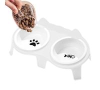 Cat Pet Bowl Set Elevated - ABS Elevated Feeding Stand, Durable Ceramic Bowls, Hook Attachment, Ergonomic For Tilted Design | Indoor Cats Kittens Mealtime Drinking Food For Feeding Station Home kitchs