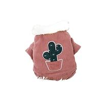 Cat Pet Coat Cactus Pattern Corduroy Jumpsuit Puppy Soft Outdoor Boy(Pink,XL)