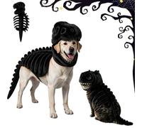 Cat Pet Dinosaur Skeleton Costume 3D Skeleton Glow in the Dark Dinosaur Skeleton Glow in Dark Cat Costume, Realistic 3D Halloween Cat/Dog Skeleton Costume, Plush Halloween Dino Pet Outfit