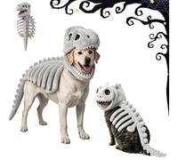 Cat Pet Dinosaur Skeleton Costume 3D Skeleton Glow in the Dark Dinosaur Skeleton Glow in Dark Cat Costume, Realistic 3D Halloween Cat/Dog Skeleton Costume, Plush Halloween Dino Pet Outfit