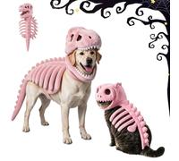 Cat Pet Dinosaur Skeleton Costume 3D Skeleton Glow in the Dark Dinosaur Skeleton Glow in Dark Cat Costume, Realistic 3D Halloween Cat/Dog Skeleton Costume, Plush Halloween Dino Pet Outfit