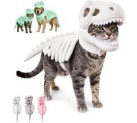 Cat Pet Dinosaur Skeleton Costume 3D Skeleton Glow in the Dark，White：S