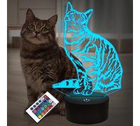 Cat Pet Gifts for Kids, 3D Cat Night Light LED Illusion Lamp with Remote Control + 16 Colors Changing + Timing + Dim Function, Decoration Birthday Gifts for Baby Boy Girl