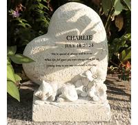 Cat Pet Memorial Stone Heart Shaped Cat Garden Statue Pet Memorial Headstone Sleeping Cat Grave Stone Markers Personalized Pet Memorial plaques