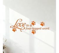 Cat Pets Dogs Love is A Four Legged Word Engraving Decals Window Decals 54.1x138cm Orange