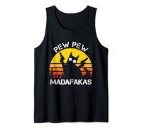 CAT - Pew Pew Madafakas Crazy Summer Cat with Gun Tank Top