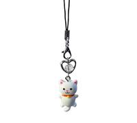 Cat Phone Charm - Fuzzy Cat Keychain, Bag Wrist Strap | Aesthetic Phone Case Charm, Portable, Seamless Portable Experience Use, Cute Hanging Cat for Backpack, Purse, Keychain Pendant, White Cat, 説明を参照