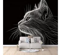 Cat Photo Wallpaper Geometric Abstract Animals Wallpaper Mural 3D Art Print, Non-Woven Wall Paper, Decoration Poster Picture Mural 500 × 280 cm / 196.8" × 110" for Living Room Bedroom